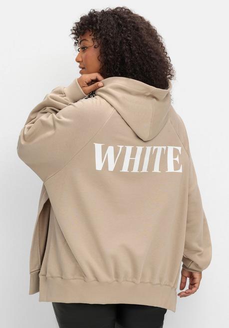 Sheego Loves Miss Goodlife Kapuzensweatshirt Mit Wordingprint Vorn Und Hinten - Sand Bedruckt Sheego