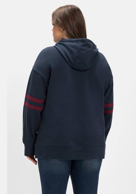 Sheego Kapuzensweatshirt Mit Zierstreifen Am Ärmel - Nachtblau Sheego