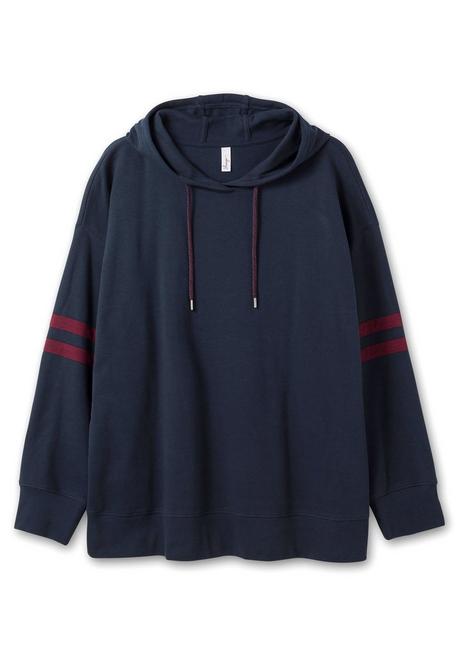 Sheego Kapuzensweatshirt Mit Zierstreifen Am Ärmel - Nachtblau Sheego