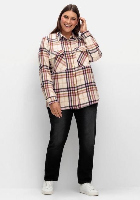 Sheego X Collection L. Karierte Bluse Aus Weich Angerautem Flanell - Beere Gemustert Sheego