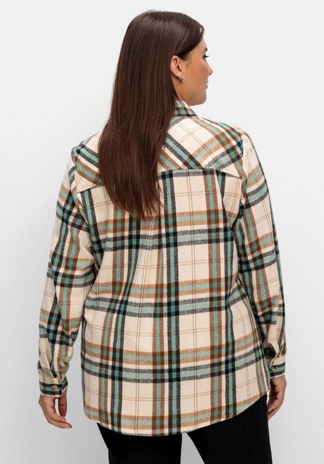 Sheego X Collection L. Karierte Bluse Aus Weich Angerautem Flanell - Mint Gemustert Sheego