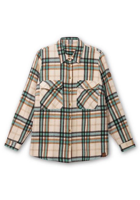 Sheego X Collection L. Karierte Bluse Aus Weich Angerautem Flanell - Mint Gemustert Sheego