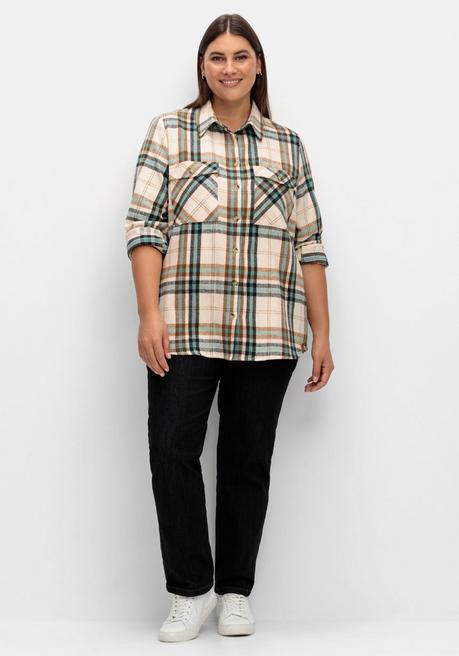 Sheego X Collection L. Karierte Bluse Aus Weich Angerautem Flanell - Mint Gemustert Sheego