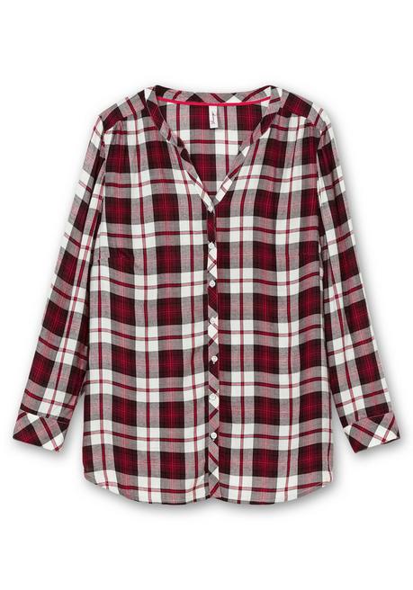 Sheego Karierte Bluse Mit Rundhalsausschnitt - Weinrot Kariert Sheego