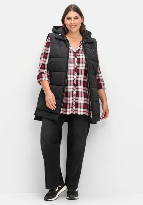 Sheego Karierte Bluse Mit Rundhalsausschnitt - Weinrot Kariert Sheego