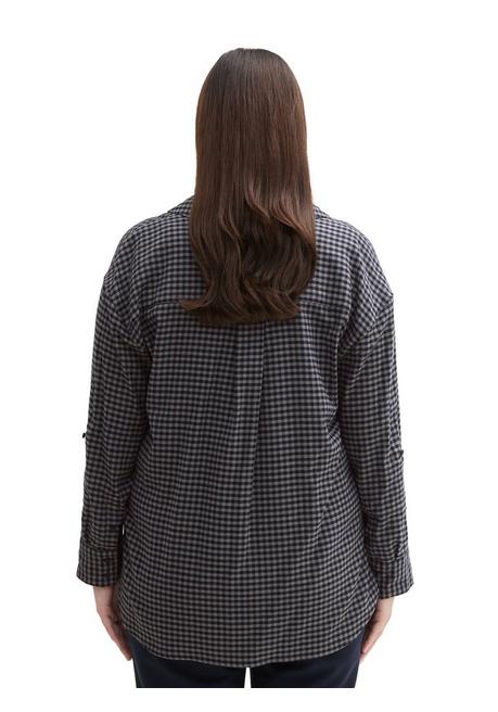 TOM TAILOR Plus Karierte Flanell-Tunika Mit Hemdkragen - Dunkelgrau Kariert Sheego