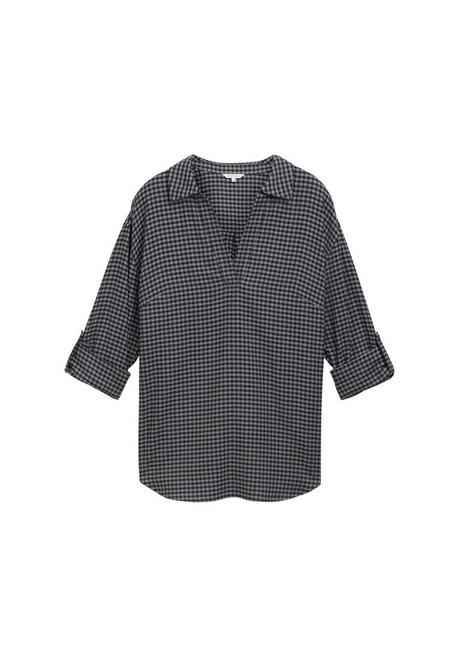 TOM TAILOR Plus Karierte Flanell-Tunika Mit Hemdkragen - Dunkelgrau Kariert Sheego