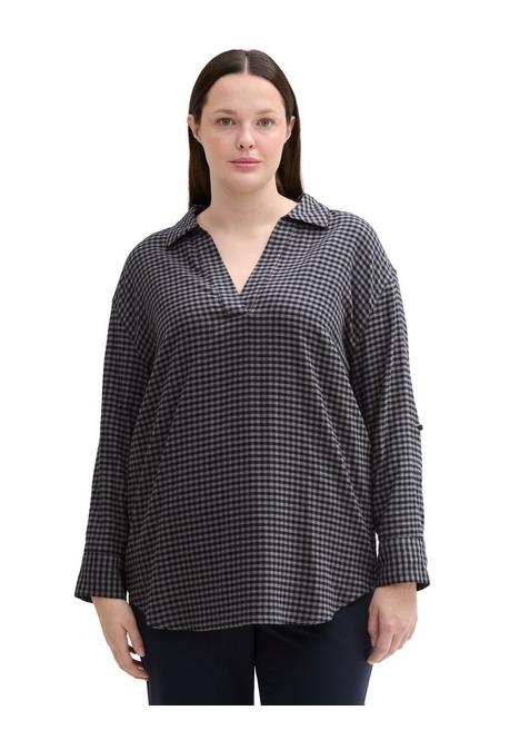 TOM TAILOR Plus Karierte Flanell-Tunika mit Hemdkragen - dunkelgrau kariert sheego