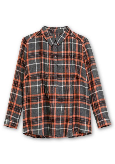 Sheego Karierte Flanell-Tunika Mit Krempelarm - Schwarz-orange Sheego