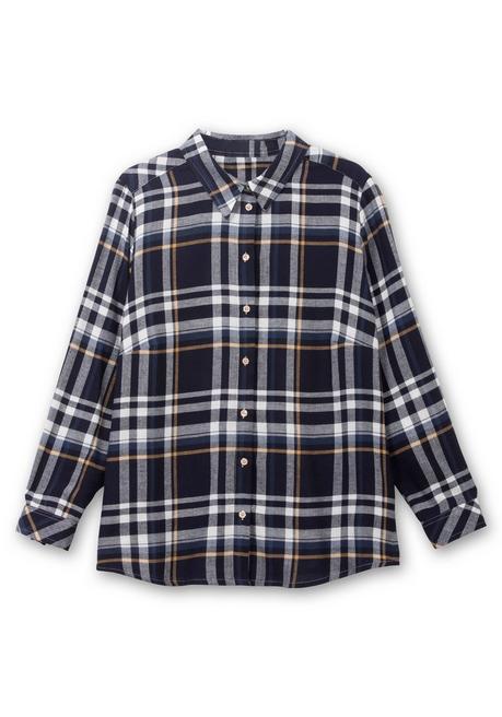 Sheego X Collection L. Karierte Flanellbluse Mit Krempelärmeln - Marine Gemustert Sheego