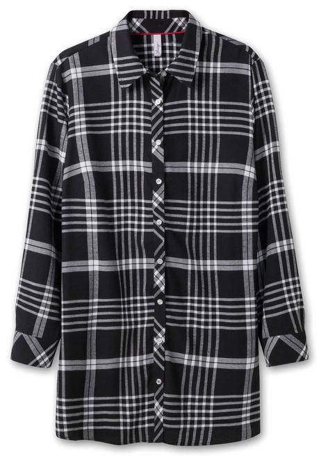 Sheego Karierte Hemdbluse In Longform - Schwarz Kariert Sheego