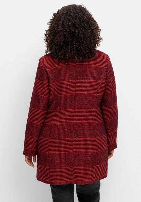 Sheego By Joe Browns Karierte Jacke In Wolloptik Und Leichter A-Linie - Schwarz-rot Sheego