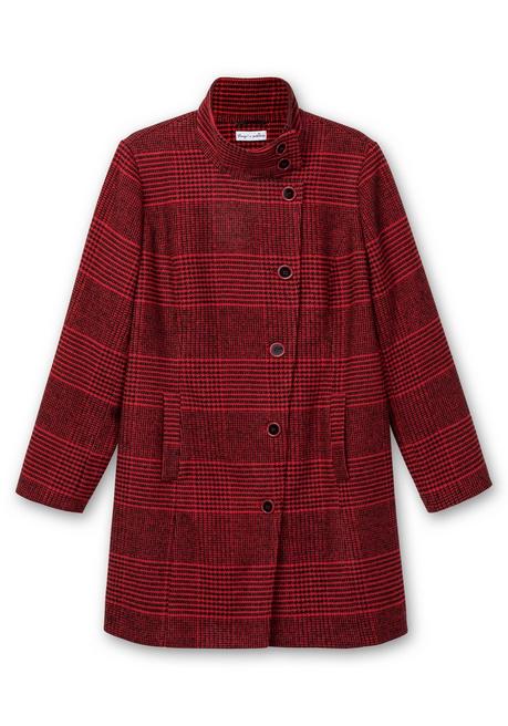 Sheego By Joe Browns Karierte Jacke In Wolloptik Und Leichter A-Linie - Schwarz-rot Sheego