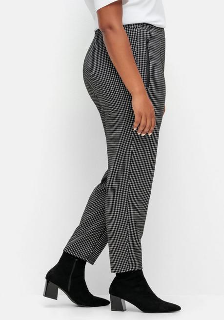 Sheego Karierte Joggpants Mit Zippertaschen - Schwarz-weiß Gemustert Sheego
