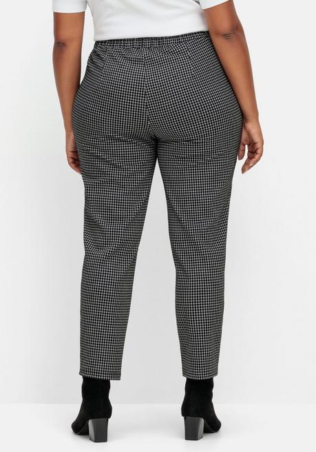 Sheego Karierte Joggpants Mit Zippertaschen - Schwarz-weiß Gemustert Sheego