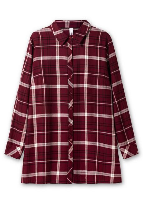 Sheego Karierte Longbluse Mit Kragen Und Manschettenärmel - Weinrot Kariert Sheego