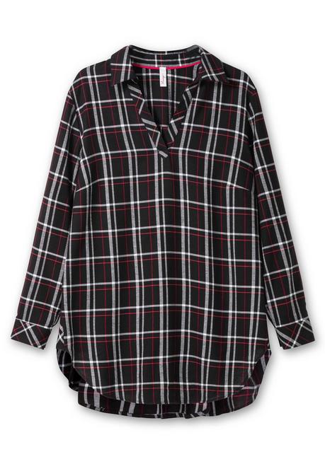 Sheego Karierte Longtunika In Mit Abgerundetem Saum - Schwarz-weiß Kariert Sheego