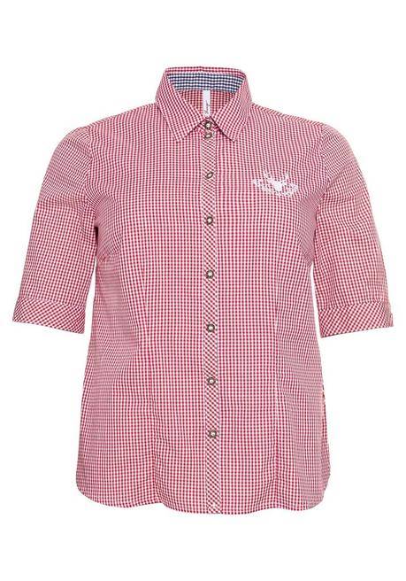 Sheego Karierte Trachtenbluse Mit Stickereien - Rot-weiß Sheego