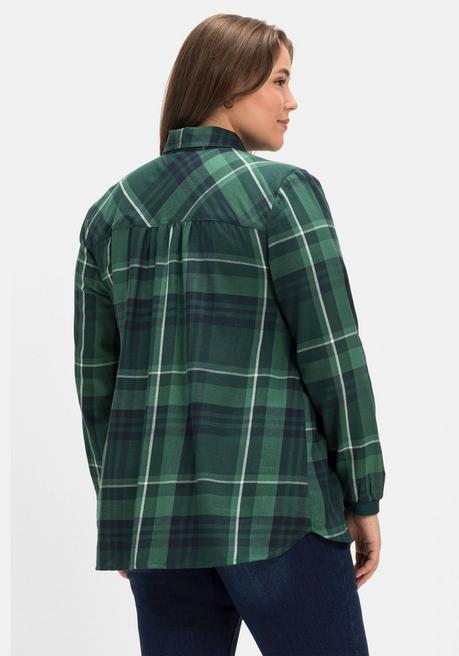 Sheego Karierte Tunika Mit Hemdkragen, In Leichter A-Linie - Tiefgrün Kariert Sheego