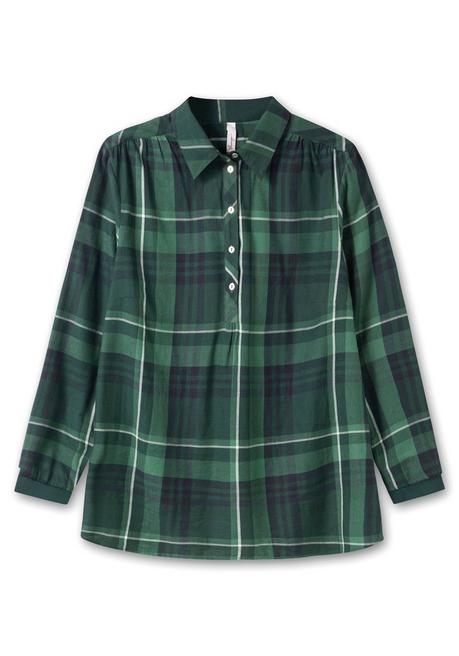 Sheego Karierte Tunika Mit Hemdkragen, In Leichter A-Linie - Tiefgrün Kariert Sheego