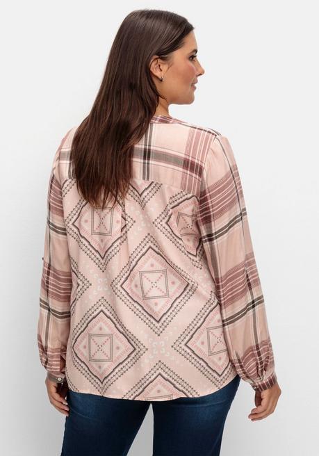 Sheego Karierte Tunika Mit Mustermix Im Rücken - Beere Gemustert Sheego