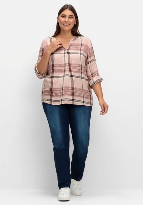 Sheego Karierte Tunika Mit Mustermix Im Rücken - Beere Gemustert Sheego