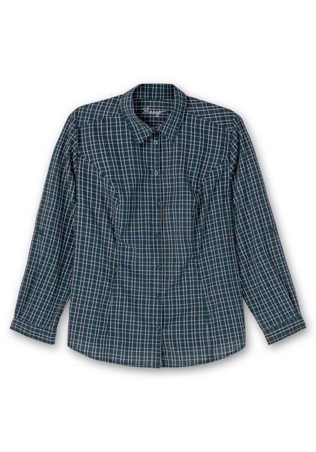 Sheego Karierte Wanderbluse Mit Taschen - Tiefgrün Gemustert Sheego