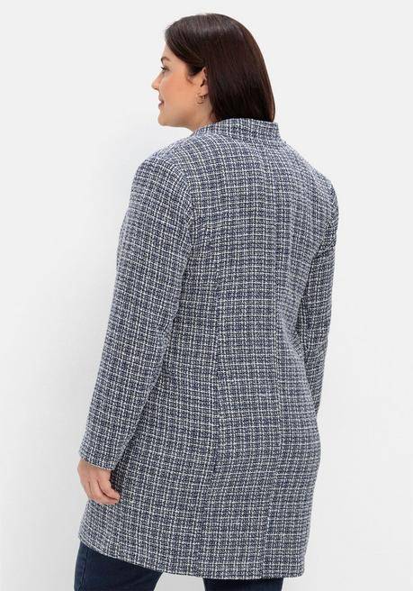 Sheego Karierter Blazermantel In Boucléoptik - Schwarz Gemustert Sheego