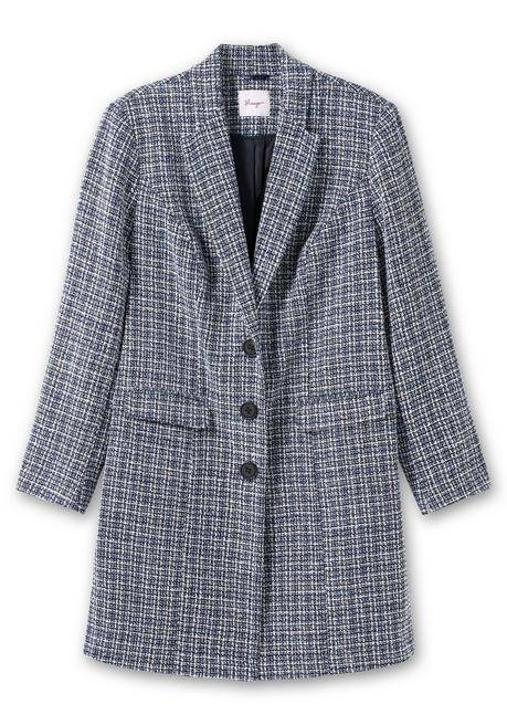 Sheego Karierter Blazermantel In Boucléoptik - Schwarz Gemustert Sheego