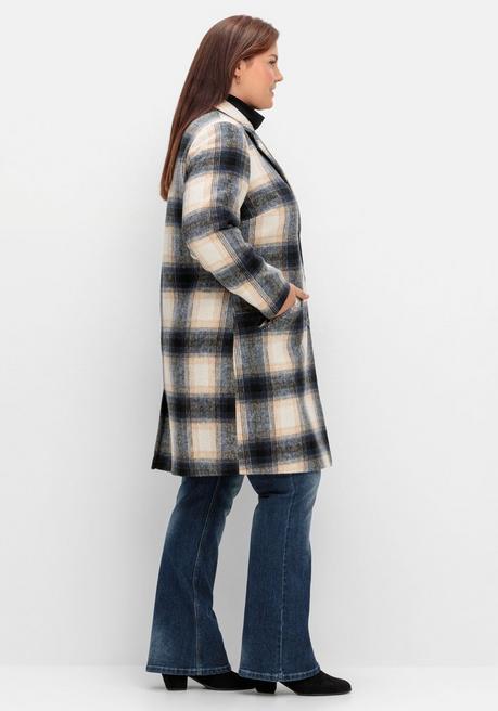 Sheego By Joe Browns Karierter Kurzmantel Mit Wolle - Dunkelgrau Kariert Sheego