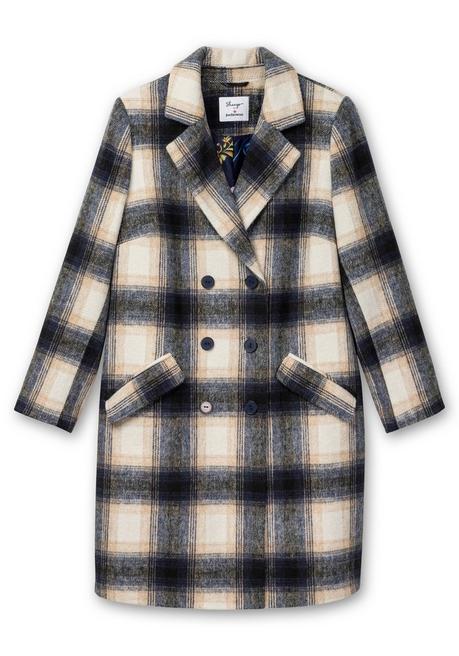 Sheego By Joe Browns Karierter Kurzmantel Mit Wolle - Dunkelgrau Kariert Sheego