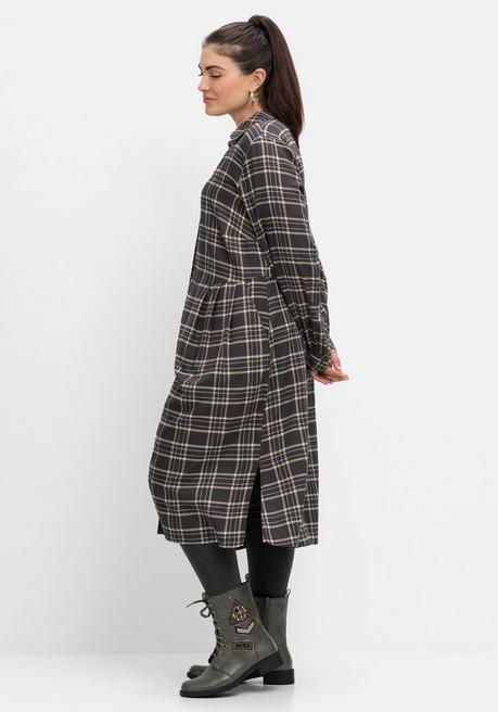 Sheego Kariertes Blusenkleid Mit Taillennaht - Anthrazit Kariert Sheego