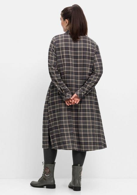 Sheego Kariertes Blusenkleid Mit Taillennaht - Anthrazit Kariert Sheego