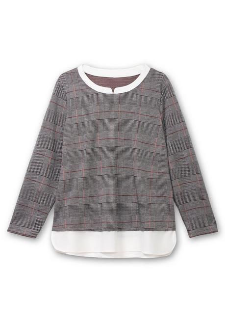 Sheego Kariertes Langarmshirt In Layeringoptik - Schwarz Kariert Sheego