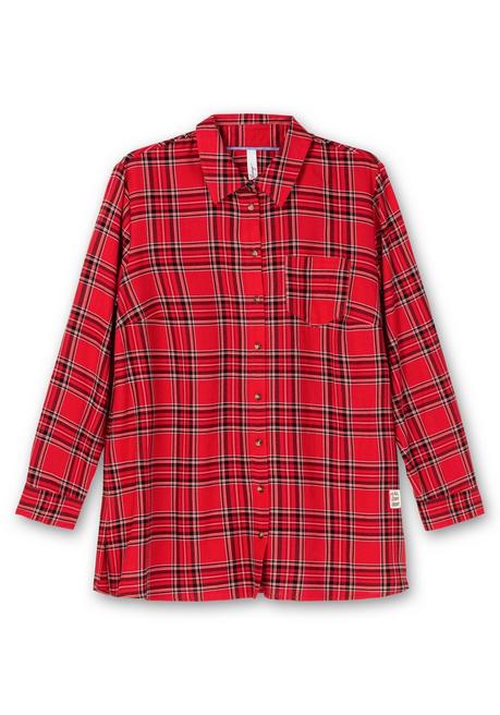 Sheego Karo-Hemdbluse In Leicht Ausgestellter Longform - Mohnrot Kariert Sheego