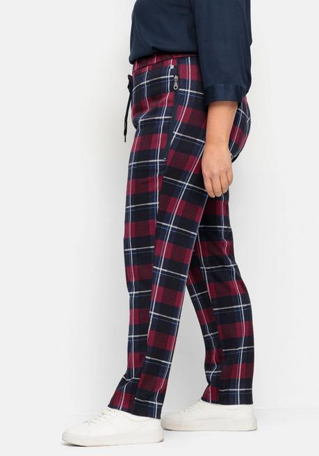 Sheego Karo-Joggpants Mit Schlupfbund Und Bindeband - Nachtblau Sheego