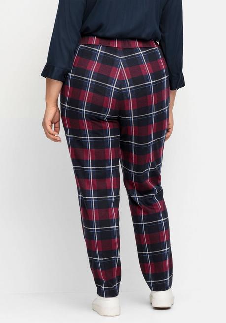 Sheego Karo-Joggpants Mit Schlupfbund Und Bindeband - Nachtblau Sheego