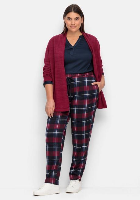 Sheego Karo-Joggpants Mit Schlupfbund Und Bindeband - Nachtblau Sheego