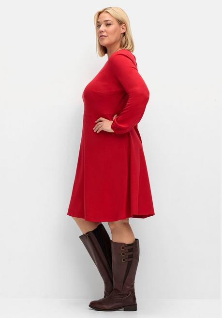 Sheego Kleid Aus Interlock, Mit Ausgestelltem Rock - Rot Sheego