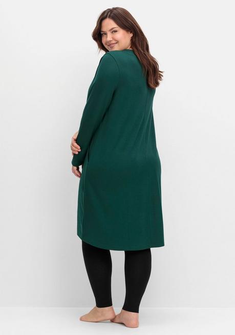 Sheego Kleid Aus Interlock, Mit Verlängerter Rückenpartie - Tiefgrün Sheego