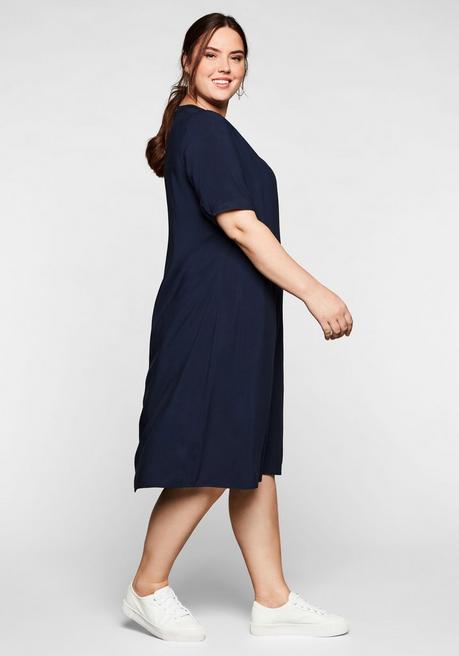Sheego Kleid Aus Leichter Viskose, In A-Linie - Marine Sheego