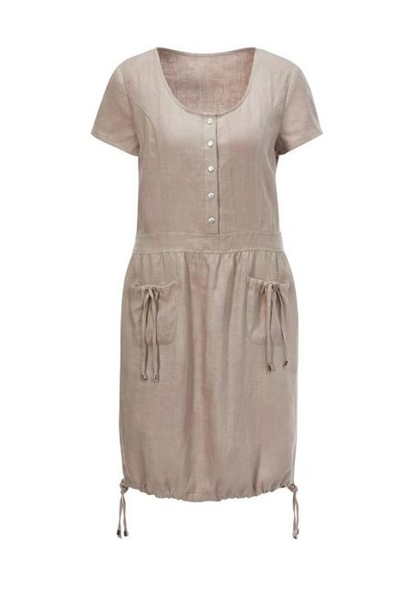 WITT Kleid Aus Leinen, Mit Tunnelzug Am Saum - Sand Sheego
