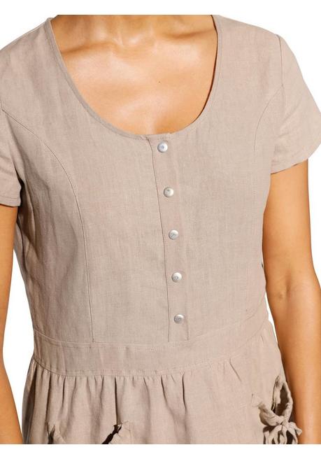 WITT Kleid Aus Leinen, Mit Tunnelzug Am Saum - Sand Sheego