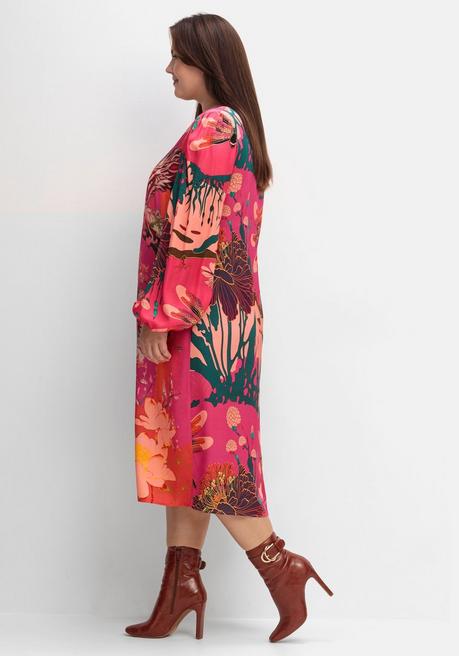 Sheego Loves Miss Goodlife Kleid Aus Viskose-Satin, Im Multicolor-Muster - Orange Bedruckt Sheego