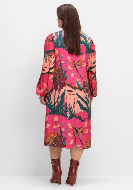 Sheego Loves Miss Goodlife Kleid Aus Viskose-Satin, Im Multicolor-Muster - Orange Bedruckt Sheego