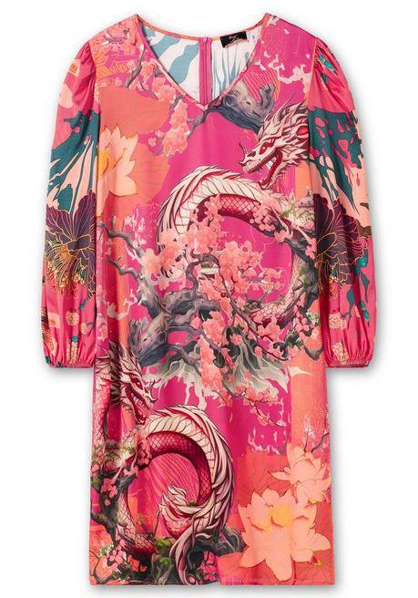 Sheego Loves Miss Goodlife Kleid Aus Viskose-Satin, Im Multicolor-Muster - Orange Bedruckt Sheego