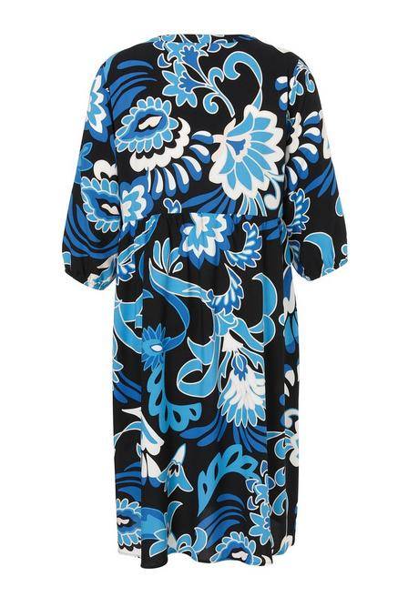VIA APPIA DUE Kleid In A-Linie, Mit Blumenprint Und V-Ausschnitt - Blau Gemustert Sheego