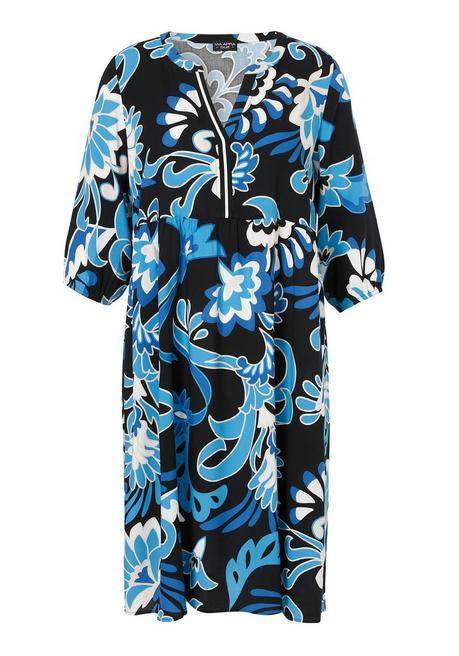 VIA APPIA DUE Kleid in A-Linie, mit Blumenprint und V-Ausschnitt - blau gemustert sheego