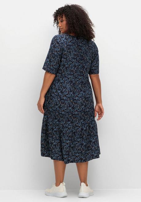 Sheego Kleid In A-Linie, Mit Maritimem Print Und Seitentaschen - Tiefblau Gemustert Sheego