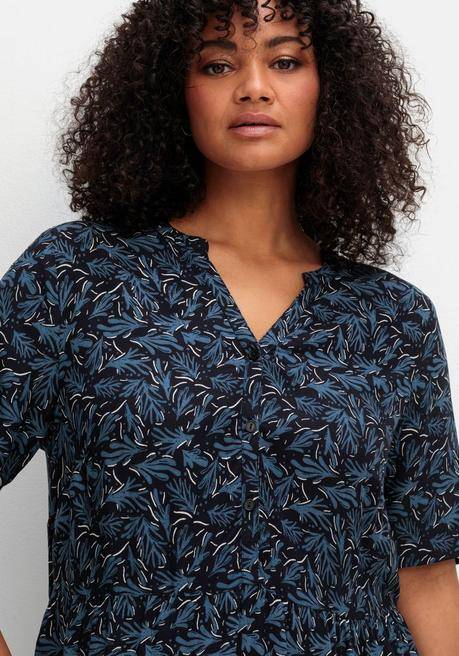 Sheego Kleid In A-Linie, Mit Maritimem Print Und Seitentaschen - Tiefblau Gemustert Sheego